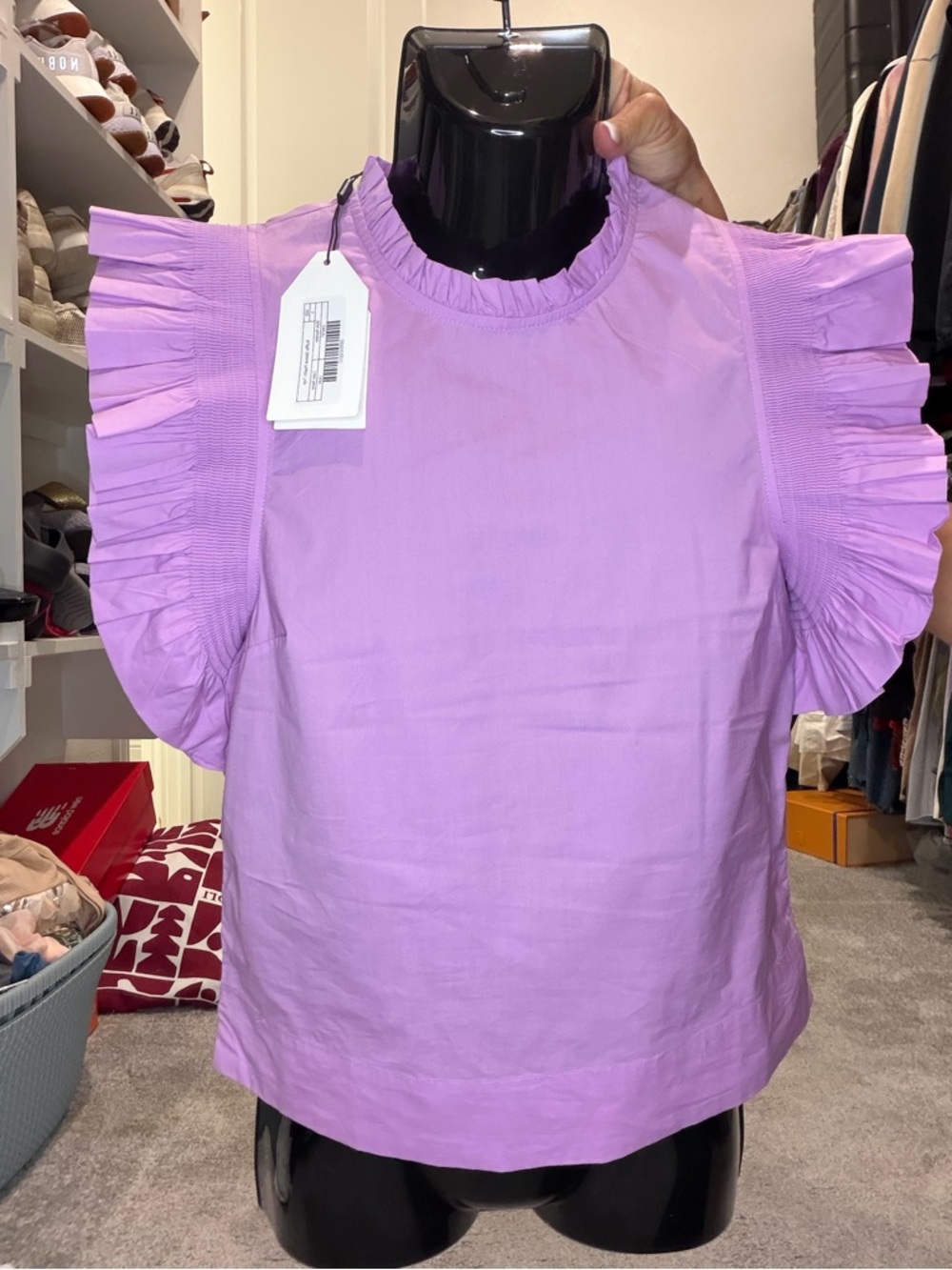 English Factory Lavender Ruffle Sleeve Tunic Top